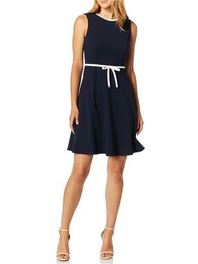 TOMMY HILFIGER Scuba Crepe Fit & Flare Dress w/Bow 12